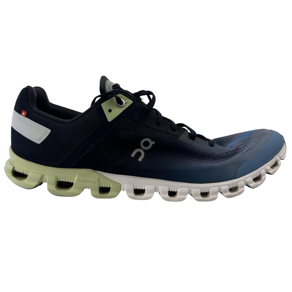 Mens On Cloudflow 3 Running Shoes Size 14 Navy Blue Green White Athletic Cloud
